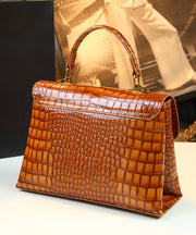 Fashion Alligator Pattern Durable Faux Leather Satchel Handbag