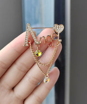 Fashion Alloy Inlaid Graphic Zircon Chain Tassel Brooches