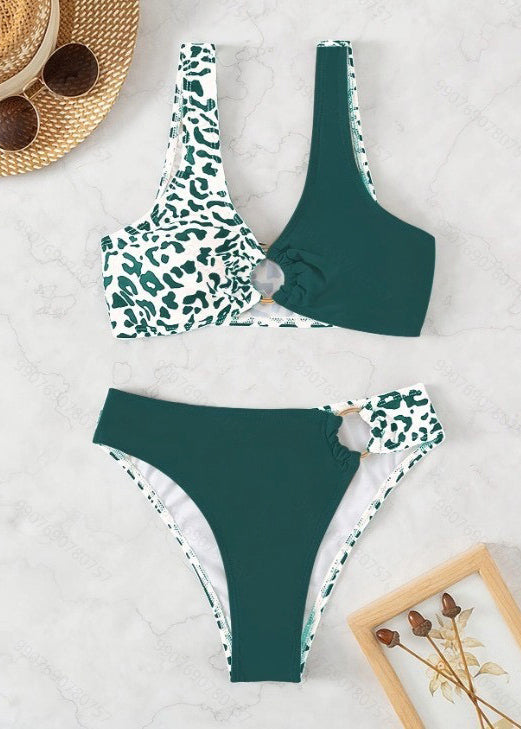 Fashion And Sexy Blackish Green Vacation Swimwear Set