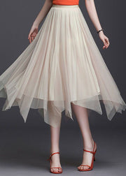 Fashion Apricot Asymmetrical Wear On Both Sides Tulle Skirts Spring