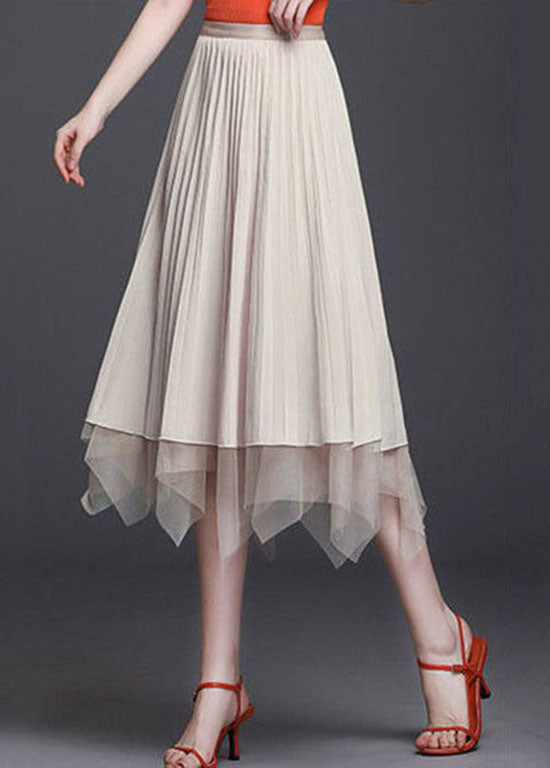 Fashion Apricot Asymmetrical Wear On Both Sides Tulle Skirts Spring