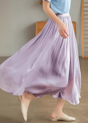 Fashion Apricot Elastic Waist Exra Large Hem Silk Skirts Summer