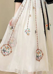 Fashion Apricot Wrinkled Embroideried Tulle Skirt Summer