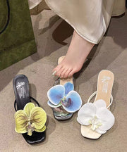 Fashion Beige Faux Leather Splicing Floral Slide Sandals