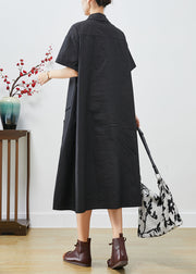 Fashion Black Asymmetrical Patchwork Cotton Maxi Dresses Summer