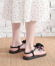 Fashion Black Floral Splicing Beach Thong Sandals