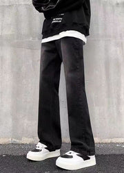 Fashion Black Gradient Pockets Denim Men Pants Bottoms Fall