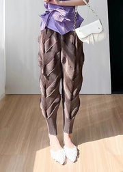 Fashion Black High Waist Wrinkled Silk Harem Pants Spring