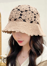 Fashion Black Hollow Out Floral Knitting Bucket Hat