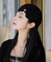 Fashion Black Hollow Out Knit Bonnie Hat