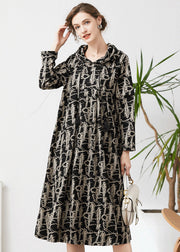 Fashion Black Hooded Tie Dye Cashmere Long Dresses Spring