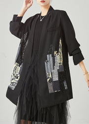 Fashion Black Original Design Patchwork Spandex Coats Spring