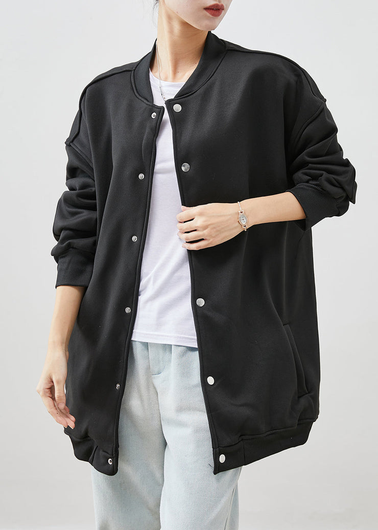 Fashion Black Oversized Cotton Jackets Fall