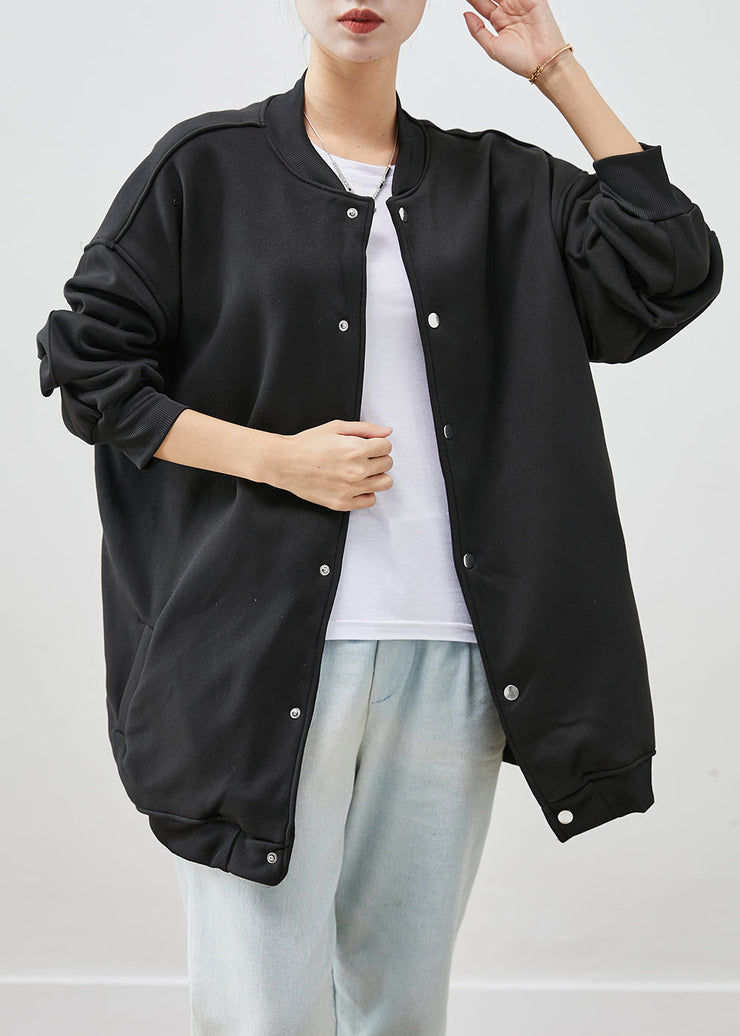 Fashion Black Oversized Cotton Jackets Fall