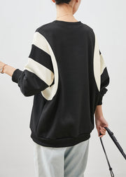 Fashion Black Oversized Patchwork Cotton Sweatshirt Spring