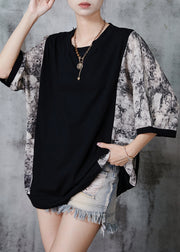 Fashion Black Oversized Patchwork Cotton Tanks Summer