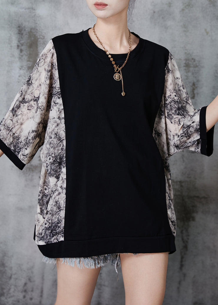 Fashion Black Oversized Patchwork Cotton Tanks Summer