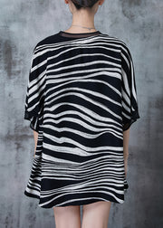 Fashion Black Oversized Striped Chiffon Tanks Summer