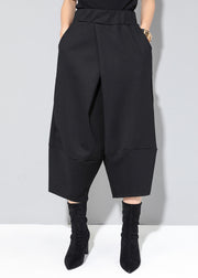 Fashion Black Pockets High Waist Crop Pants Spring