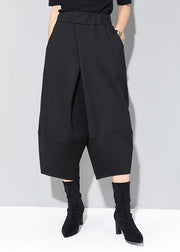 Fashion Black Pockets High Waist Crop Pants Spring