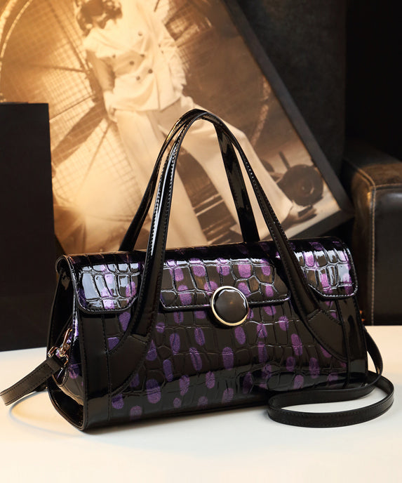 Fashion Black Pring Crocodile Pattern Tote Handbag