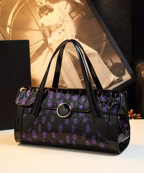 Fashion Black Pring Crocodile Pattern Tote Handbag