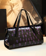 Fashion Black Pring Crocodile Pattern Tote Handbag