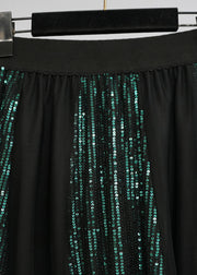 Fashion Blackish Green Sequins Patchwork Tulle Skirts Spring