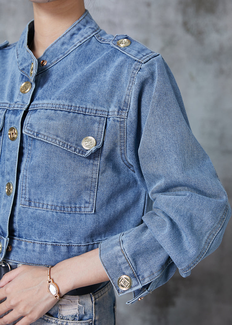 Fashion Blue Back Hollow Out Denim Short Coats Fall