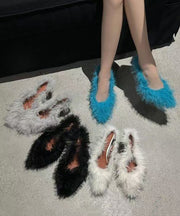 Fashion Blue Fuzzy Fur High Heels Pointed Toe