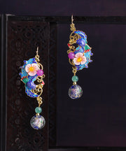 Fashion Blue Gold Plated Phoenix Drop Earrings