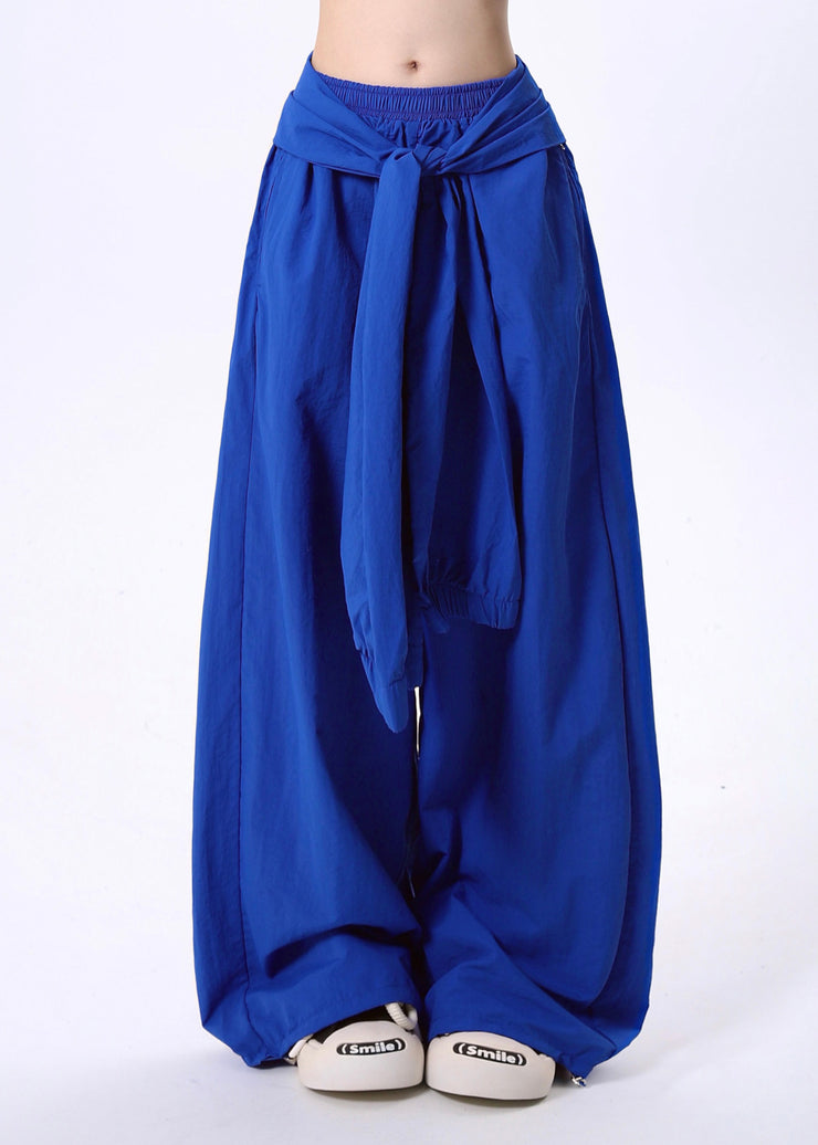 Fashion Blue Oversized Cotton Straight Pants Spring