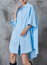 Fashion Blue Oversized Cotton Vacation Dresses Summer