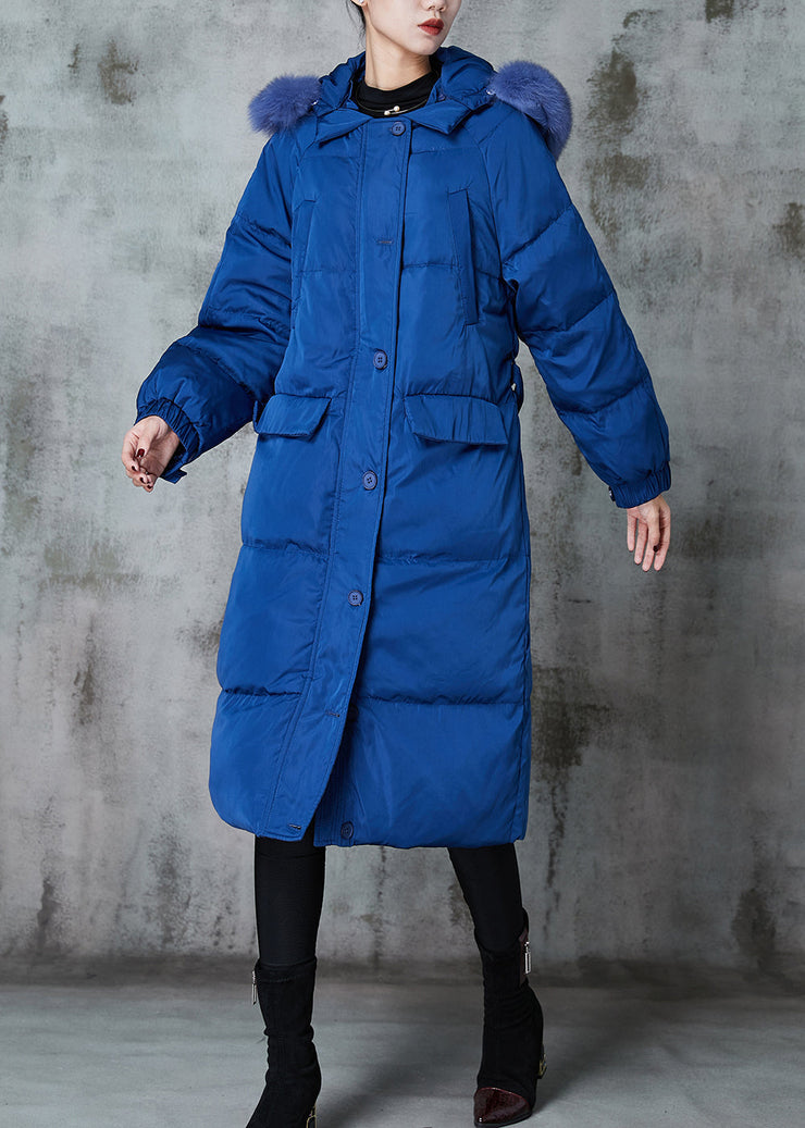 Fashion Blue Oversized Cotton blend Puffers Jackets Winter