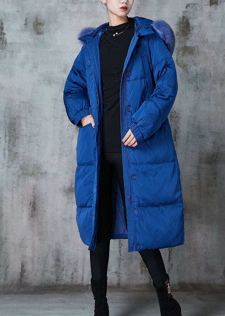 Fashion Blue Oversized Cotton blend Puffers Jackets Winter