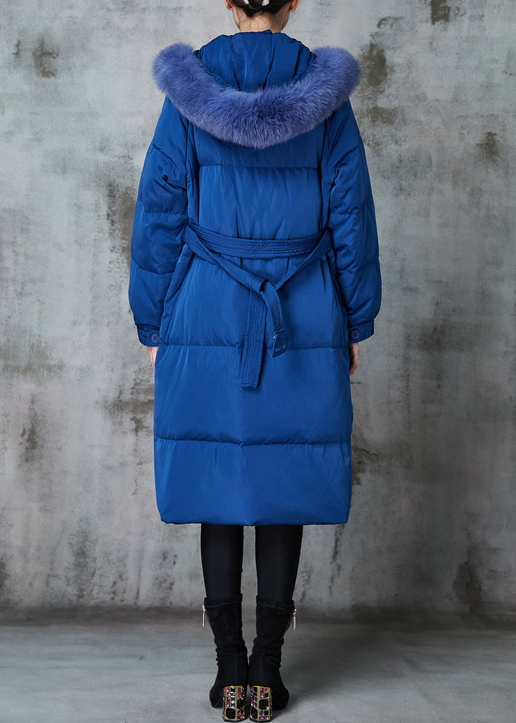 Fashion Blue Oversized Cotton blend Puffers Jackets Winter