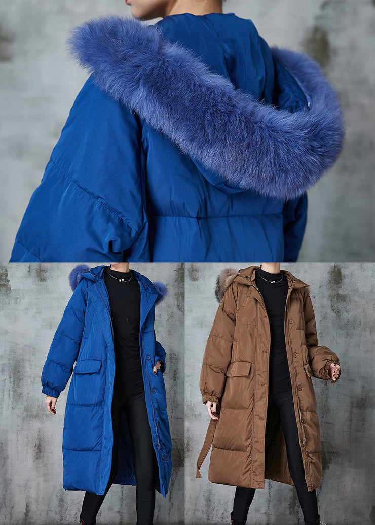 Fashion Blue Oversized Cotton blend Puffers Jackets Winter