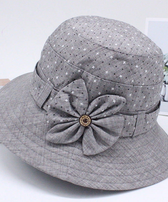 Fashion Blue Print Patchwork Bow Bucket Hat