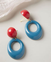 Fashion Blue Sterling Silver Alloy Resin Agate Drop Earrings