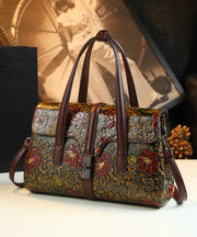 Fashion Boutique Brown Embossed Calf Leather Tote Handbag