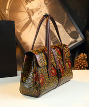 Fashion Boutique Brown Embossed Calf Leather Tote Handbag