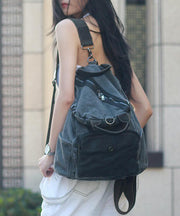 Fashion Brown Solid Durable Patchwork Canvas Backpack Bag