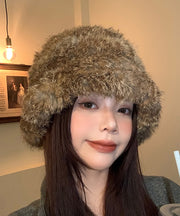 Fashion Brown Thick Warm Fuzzy Fur Fluffy Bonnie Hat