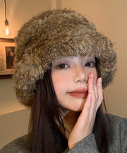 Fashion Brown Thick Warm Fuzzy Fur Fluffy Bonnie Hat