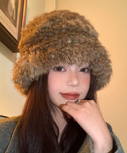 Fashion Brown Thick Warm Fuzzy Fur Fluffy Bonnie Hat