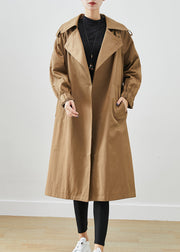 Fashion Chocolate Oversized Pockets Cotton Coat Outwear Fall