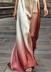 Fashion Colorblock Cold Shoulder Tie Waist Silk Party Long Dress Summer