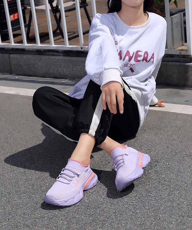 Fashion Comfy Pink Knit Fabric Sport Flat Feet Shoes