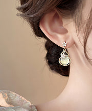 Fashion Gold Copper Alloy Floral Gourd Drop Earrings