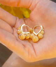 Fashion Gold Copper Alloy Zircon Durian Hoop Earrings